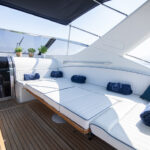 Luxurious yacht interior featuring a high-class sofa bed